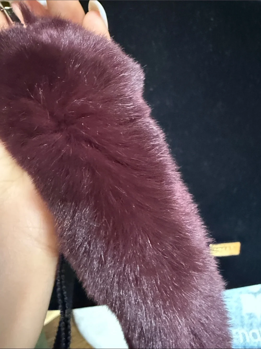 Miu Miu Faux Fur Keychain Charm in Burgundy